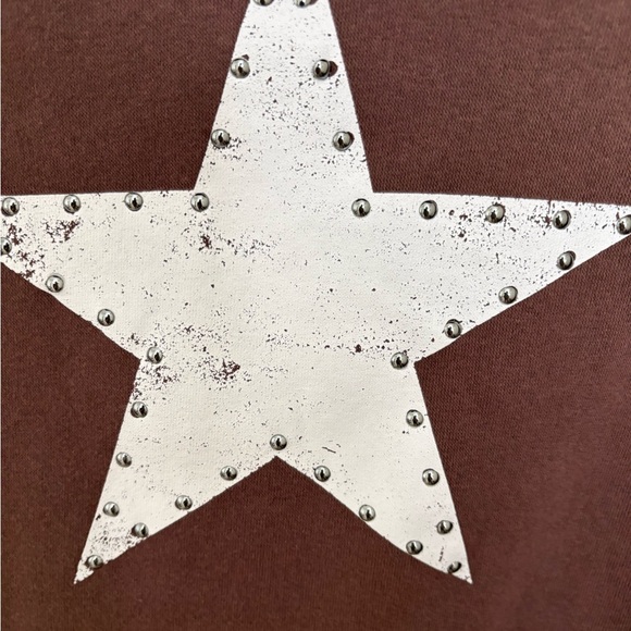 Vintage America Brown Hoodie with White Star with silver studs nwt - Picture 3 of 4